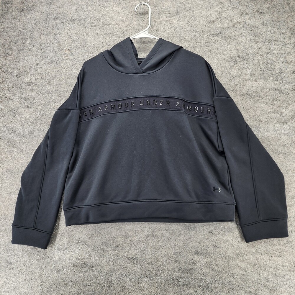 Under Armour Hoodie Womens Medium Loose Fit Black Cropped